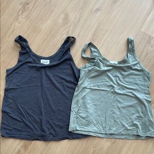 MATE Women's washed Black and Green Tank Tops